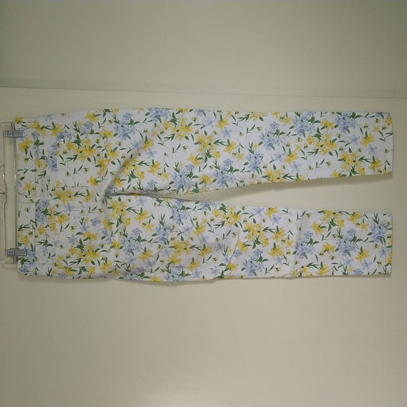 Calvin Klein White Yellow Tropic Floral Skinny Ankle Jeans Pants Mid Rise Size 6 - Picture 7 of 16